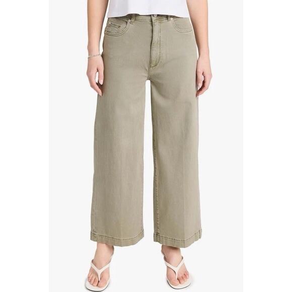 DL1961 Hepburn Wide Leg Twill Jeans Alpine Green Size 32 NWT